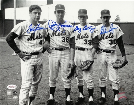 1969 New York Mets Multi-Signed 11x14 B&W Photograph Signed by Ryan, Seaver, Koosman and Gentry (Ryan Holo & JSA)
